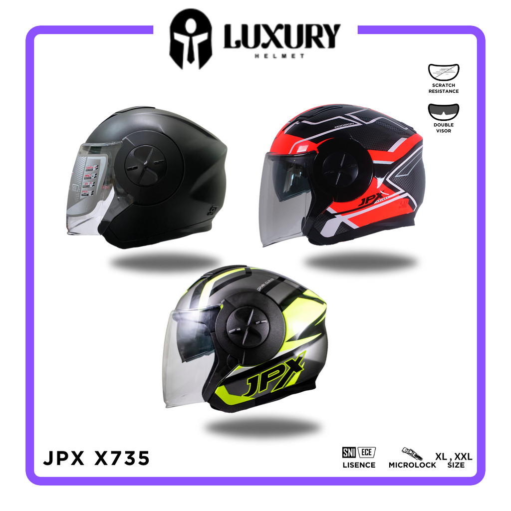 Helm Half Face JPX X735 Double Visor