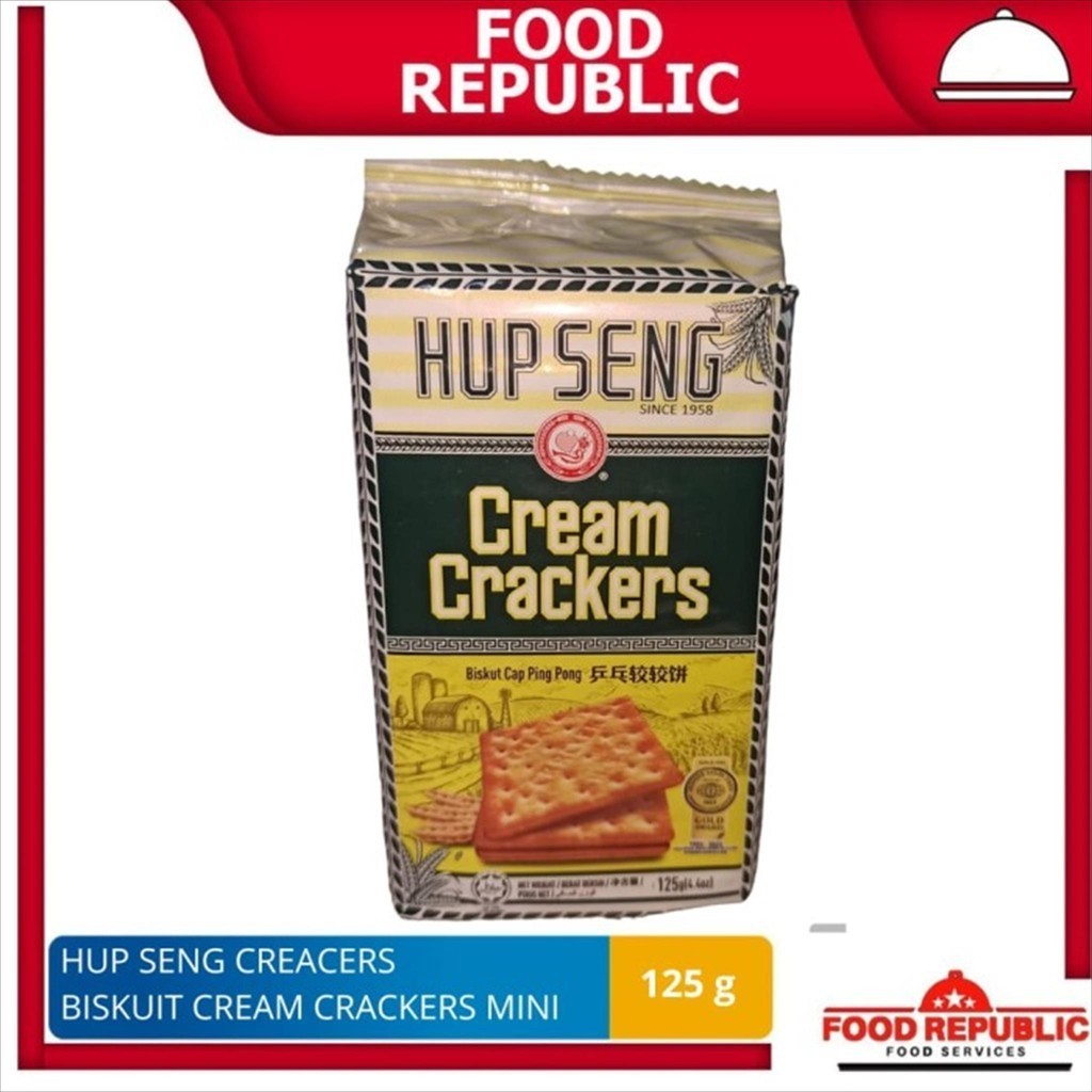 

Hup Seng Cream Crackers 125g Cream Crackers mini Cap Ping Pong Halal