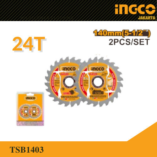 Mata Circular Saw 5 1/2 Inch (2Pcs) TCT Saw Blade Set INGCO TSB1403