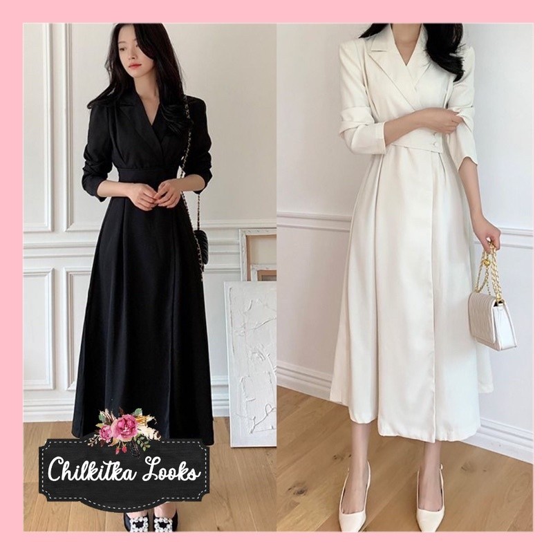 CHILKITKA LOOKS FASHION SELEBGRAM OUTFIT Bian Dress Korean Simple Basic Polos Dinner Casual Gaun For