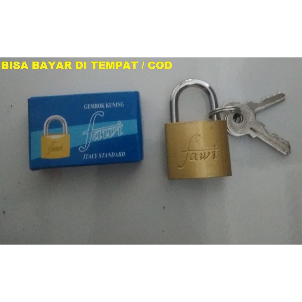 GEMBOK KUNING FAWI  25 MM  LEHER PENDEK / FG-015 GEMBOK BESI KUNING