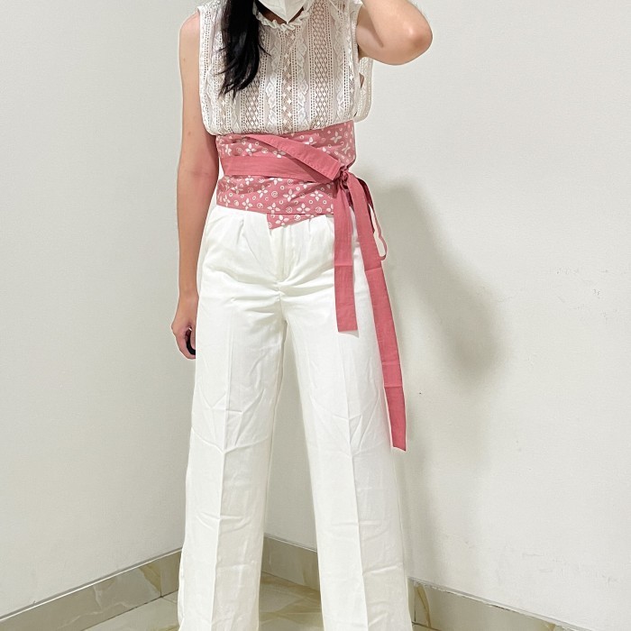 Aya Reversible Obi Belt Batik | Obi Ikat Batik | titik moela - Dusty Pink, 95 cm