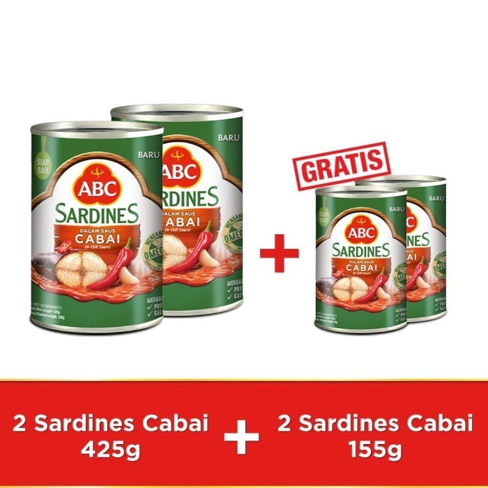 

ABC Sarden Saus Cabai 425 g - Buy 2 pcs Get 2 Free Sarden 155 g