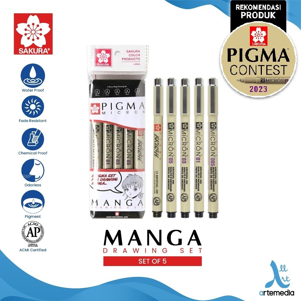 

Drawing Pen Sakura Pigma Micron Set 5 Tip Pulpen Gambar PM - 5 / Sakura Pigma Micron Drawing Pen - Set 5