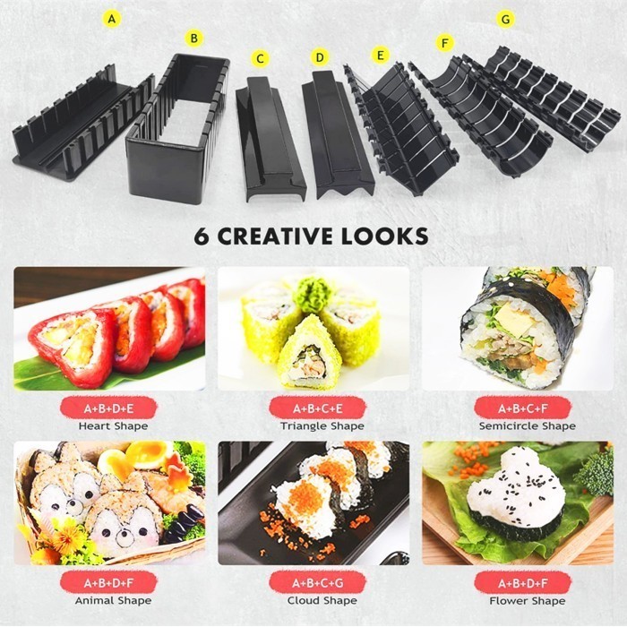 Sushi Maker Professional 10 Set Cetakan Nasi Bento Onigiri Kimbab Nori
