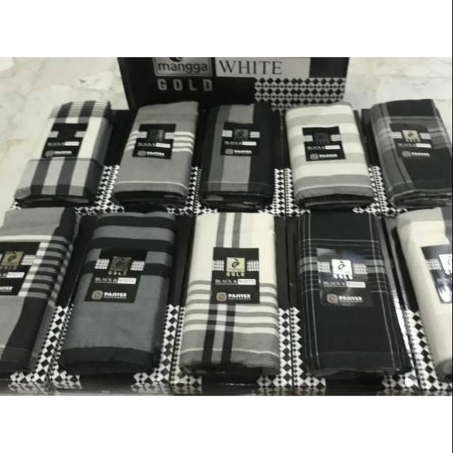 Sarung cap MANGGA GOLD murah bagus  - BLACK WHITE