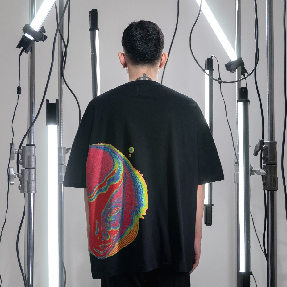 【Ori】 HIERARCHY STUDIOS Resurgence - Black Heatmap Oversized T-Shirt T-shirt pria dan wanita