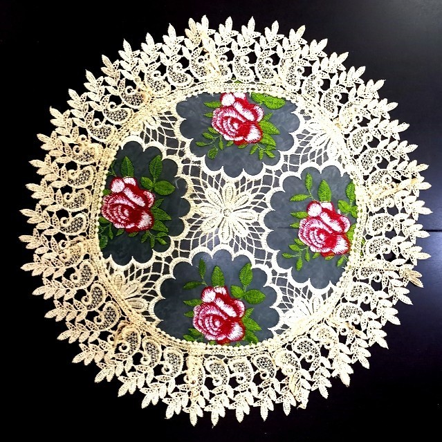 Sintias Taplak Meja Bundar Bulat Kecil Kain Full bordir Renda Import