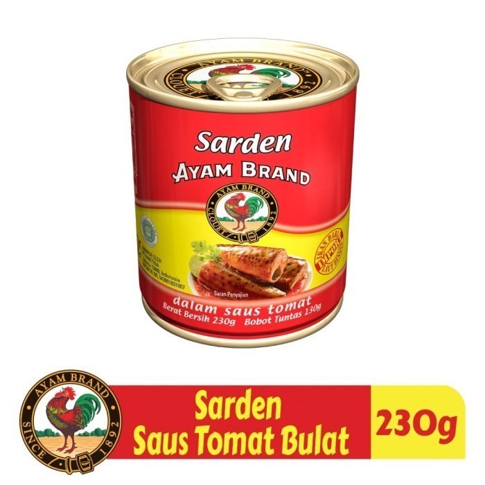 

Ikan Sarden Kaleng Saus Tomat Bulat Ayam Brand 230gr