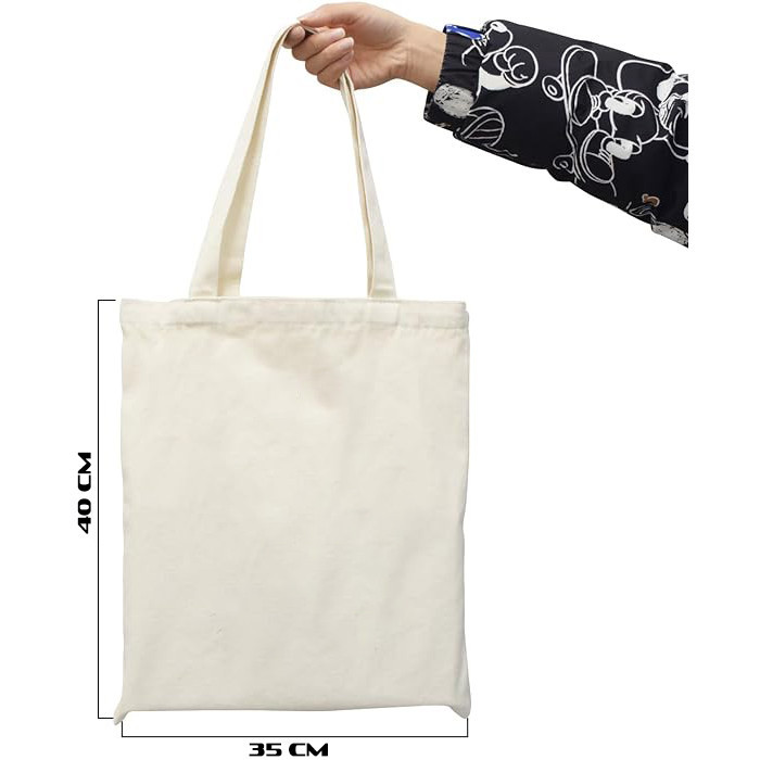 CGN - Tas Tote Bag Tas Totebag Ukuran 35x40 Pria Wanita Bahan Blacu Tebal Model Polos Prepet Perekat