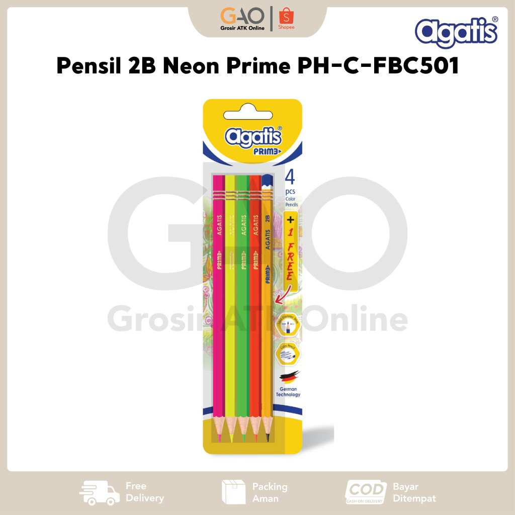 

Pensil 2B Agatis Warna Neon Prime Set 4+1 Pcs PH-C-FBC501