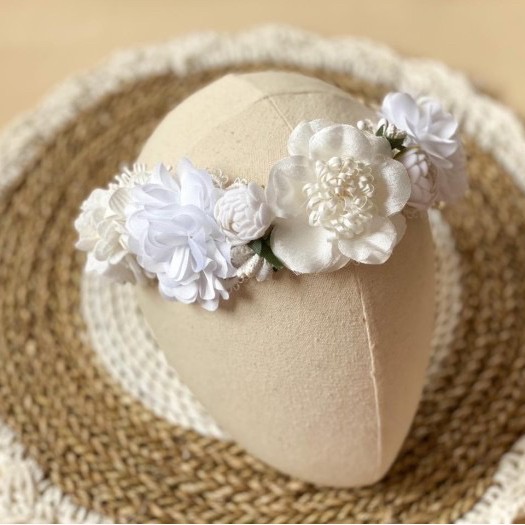 Flower crown Headband Bandana Bayi Anak Dewasa HB918 - Mocca, Tali Elastis