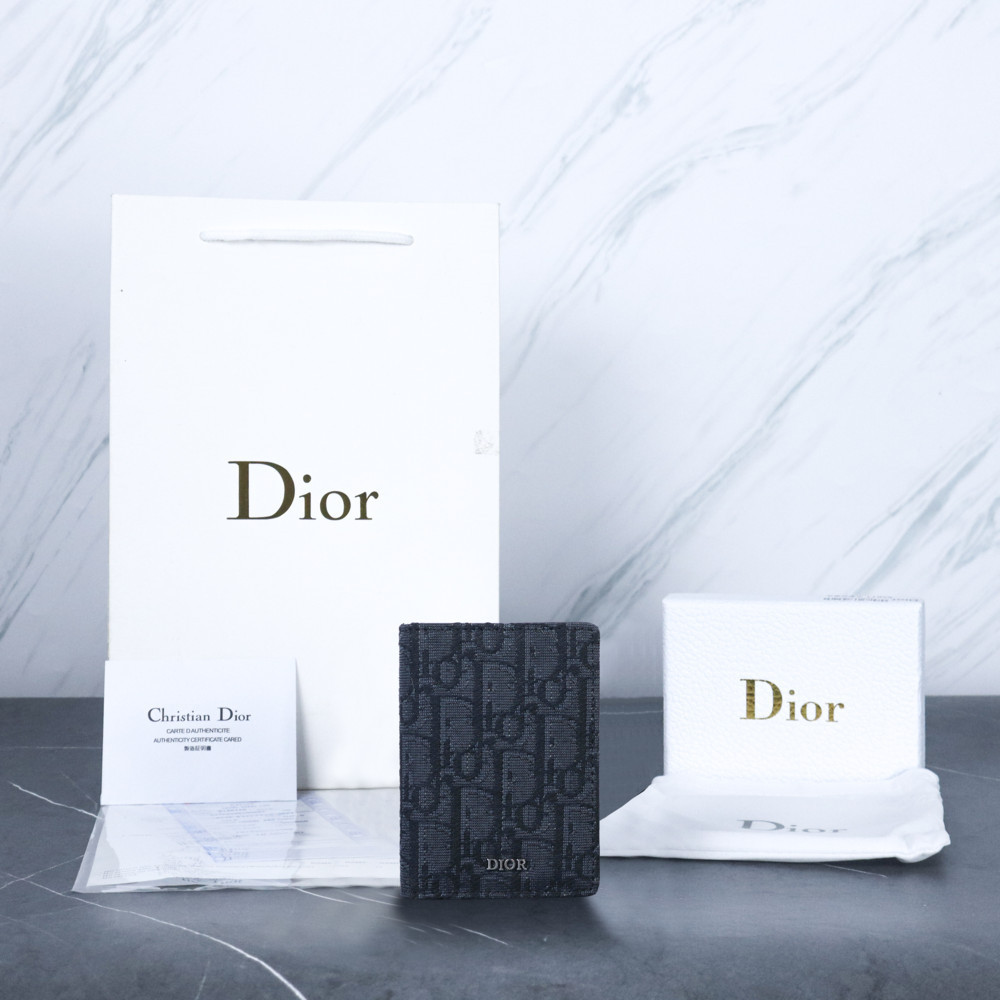 [BRANDED REPUBLIC 2] Dompet Pria Dior Bifold Cardholder Oblique Black Wallet