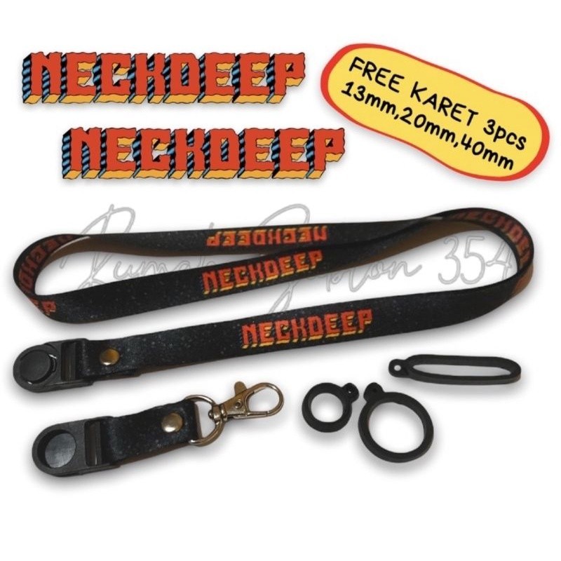 

lanyar NECKDEEP band / gantungan kunci band musik POP PUNK / tali lanyard hitam gantungan leher id card name tag kartu nama / pods