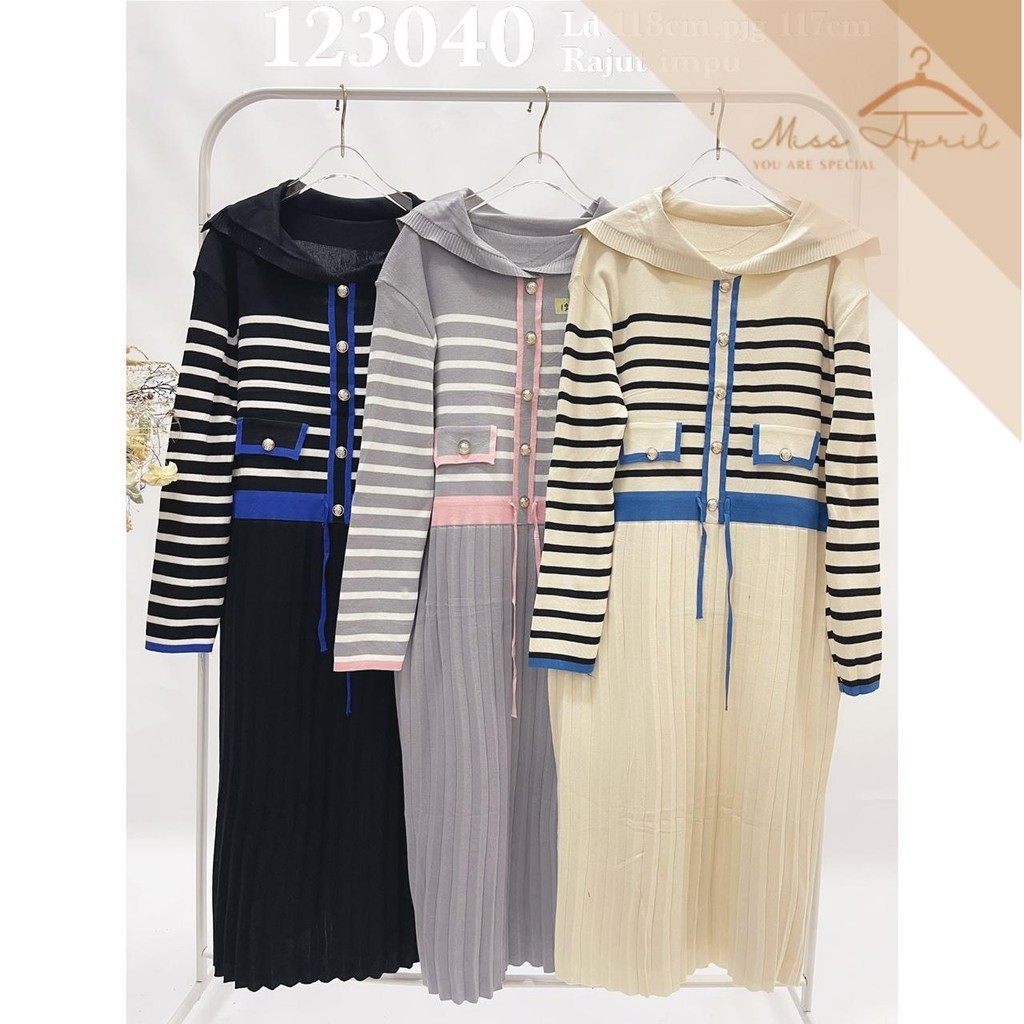 MISS APRIL MIDI DRESS/TUNIK WANITA SUEDE RAJUT IMPORT BANGKOK#123040
