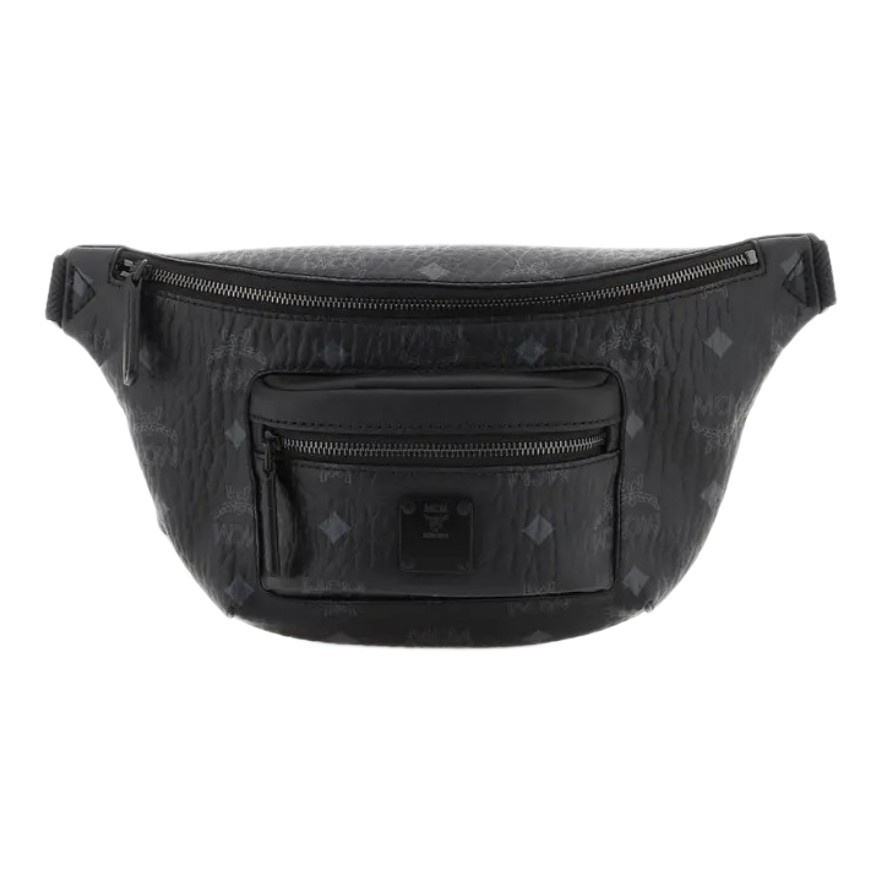 MCM Fursten All Over Black Waistbag / Tas Branded Original