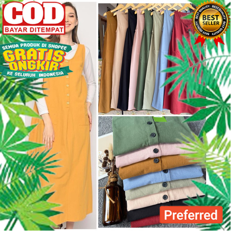 Overall Nevada Overall Details Overall Dress Tree Cotton Overall Wanita Gamis Jumpsuit Muslim Dress 