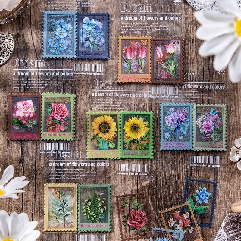 

[Gongjin]40Pcs Sticker PET DREAM FLOWER Stiker Tahan Anti Air Estetik Bunga Aesthetic Scrapbook