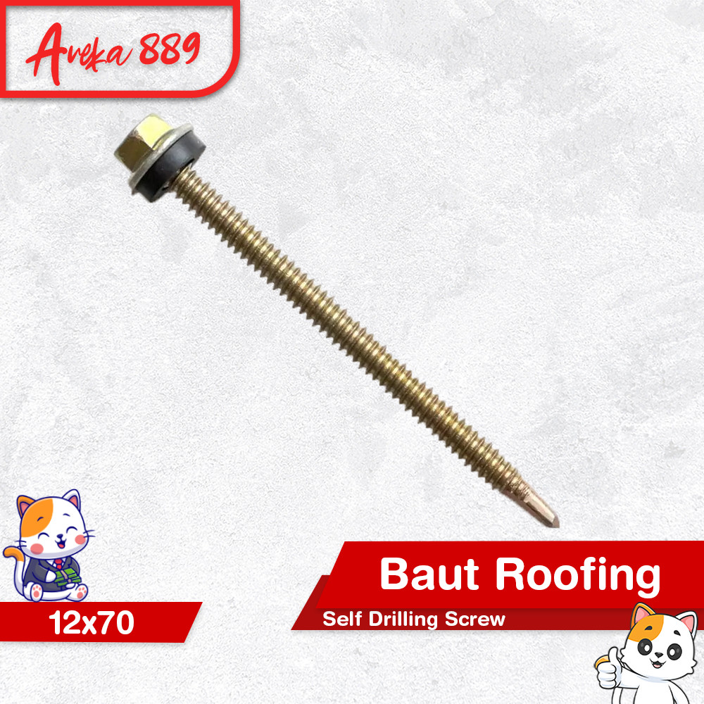 Wilson Baut Baja Ringan 12x70 - Sekrup Roofing Wilson Kuning Karet EPDM - SDS 12x70