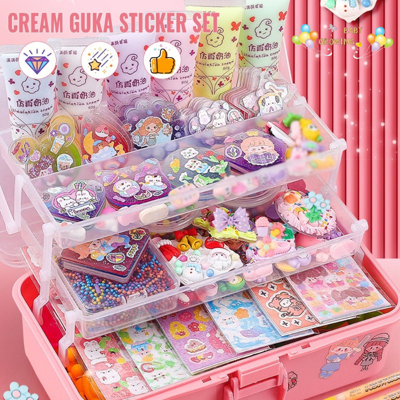 

【COD】670pcs DIY Guka Stiker Set Kartu Kotak Penyimpanan Tiga Lapis Stiker Kartu Set Alat Akun Tangan Stiker Lucu Kartu Chuck
