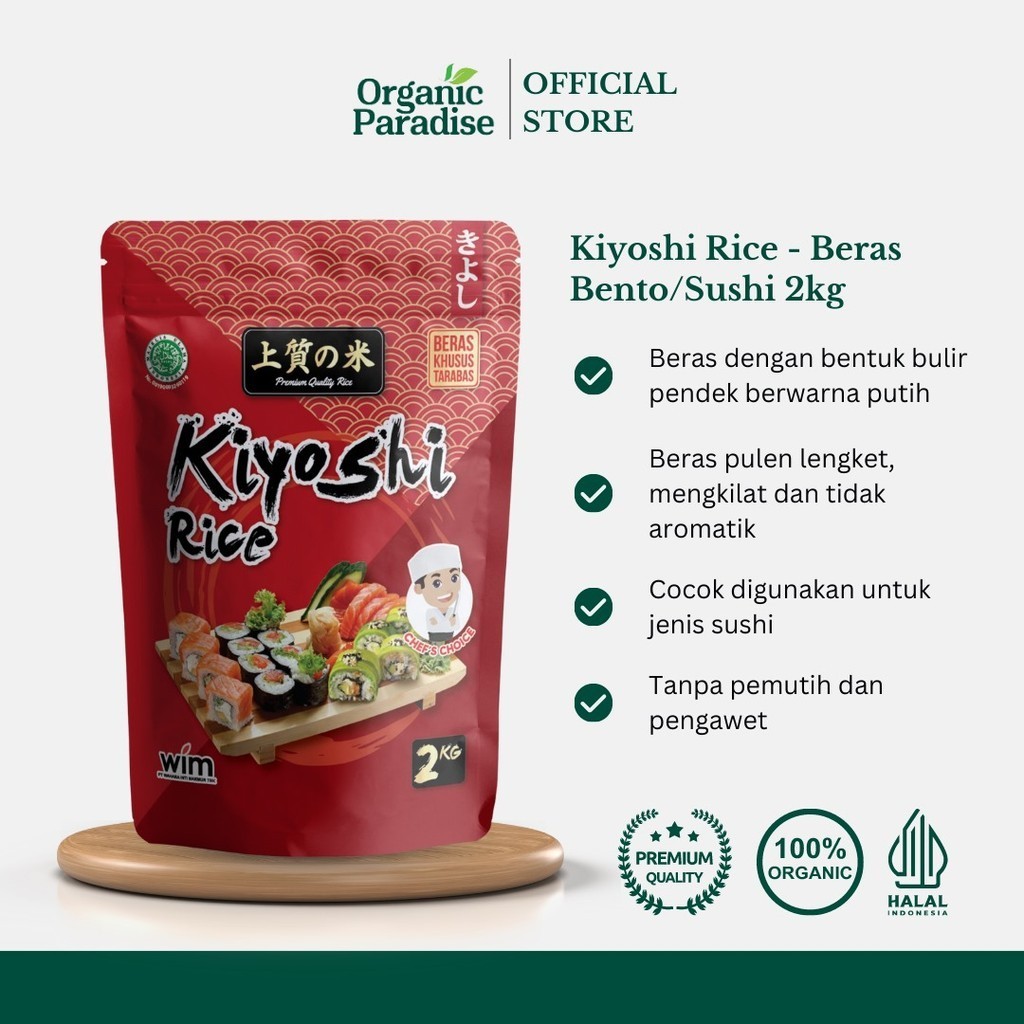 

Kiyoshi Rice Beras Bento/Sushi 2 kg HALAL