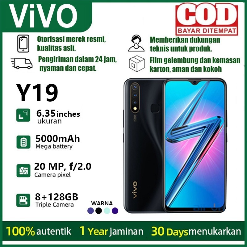 VIVO Y19 8GB/128GB G88 5000 mAh 6.53 inches Garansi 1 tahun