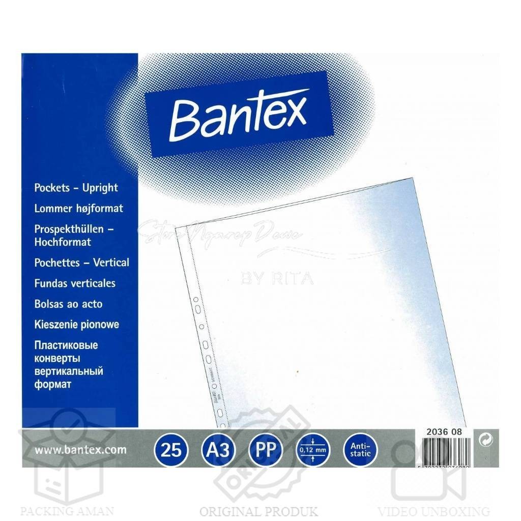 

ECER SHEET PROTECTOR / POCKET A3 0.12MM LANDSCAPE PORTRAIT BANTEX barang original seperti gambar