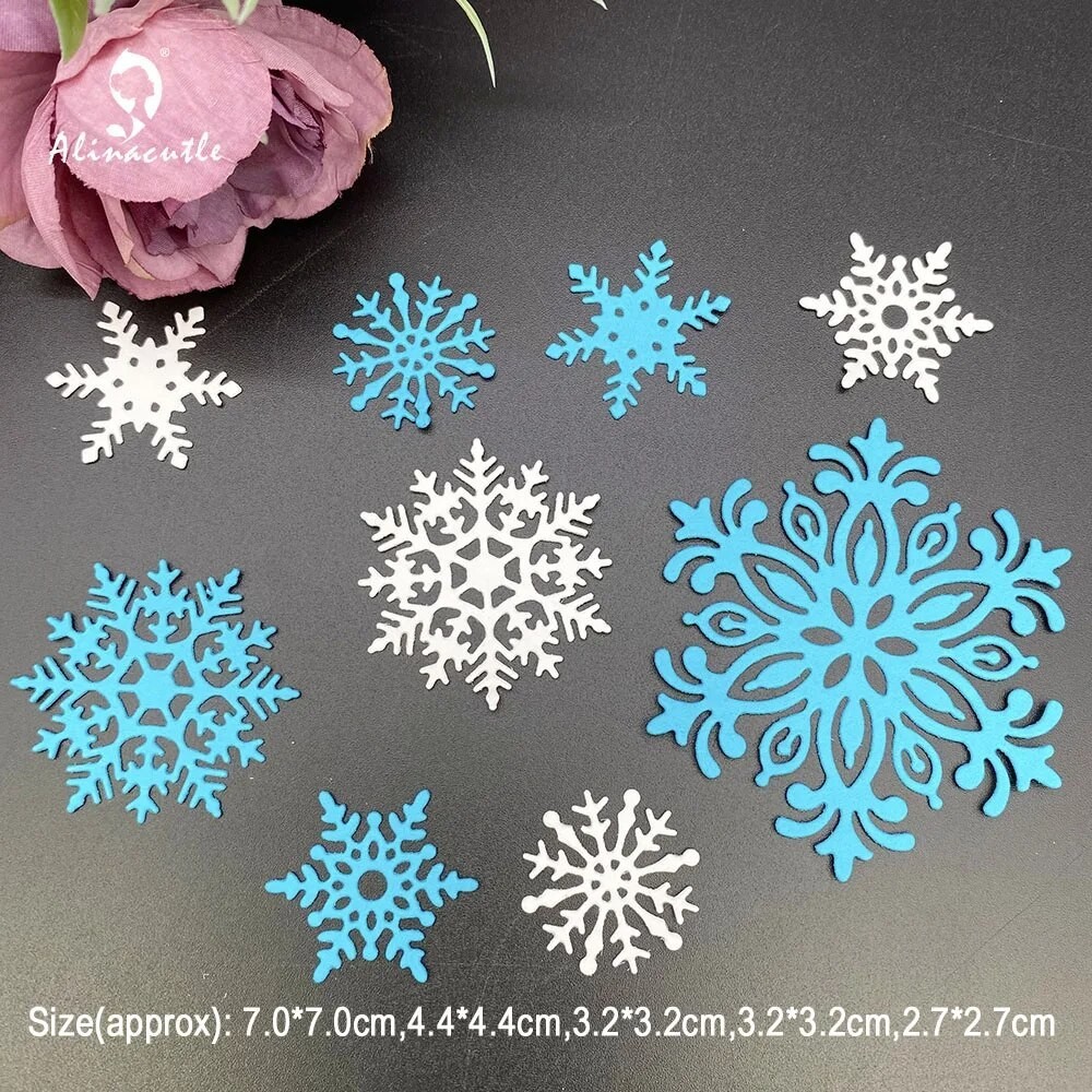 

Alinacutle Metal Cutting Die Cut 5pc Winter Snowflakes Scrapbooking Paper Craft Handmade Album Card Template Pounch