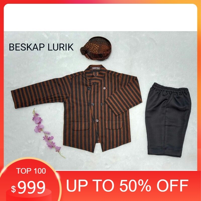 Setelan Beskap Lurik & Blangkon, baju tradisional adat jawa