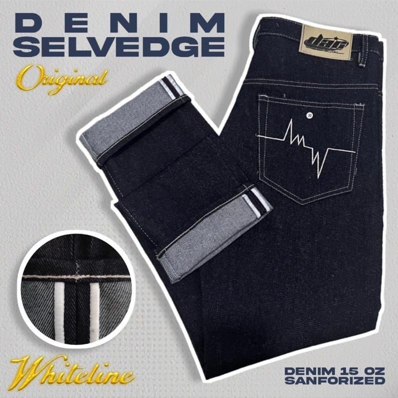 Celana denim pria- Denim Indigo Selvedge Pria Selvedge Denim Jeans Pria Selvedge Konveksi