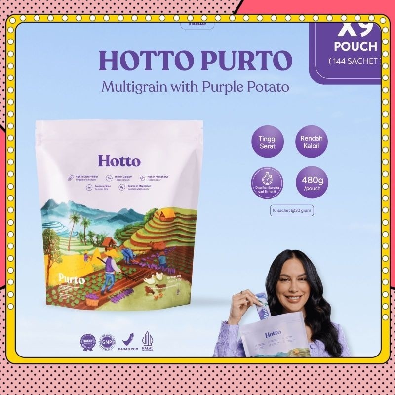 

9 POUCH Hotto Purto Multigrain with Purple Potato (isi 144 Sachet) Star Light