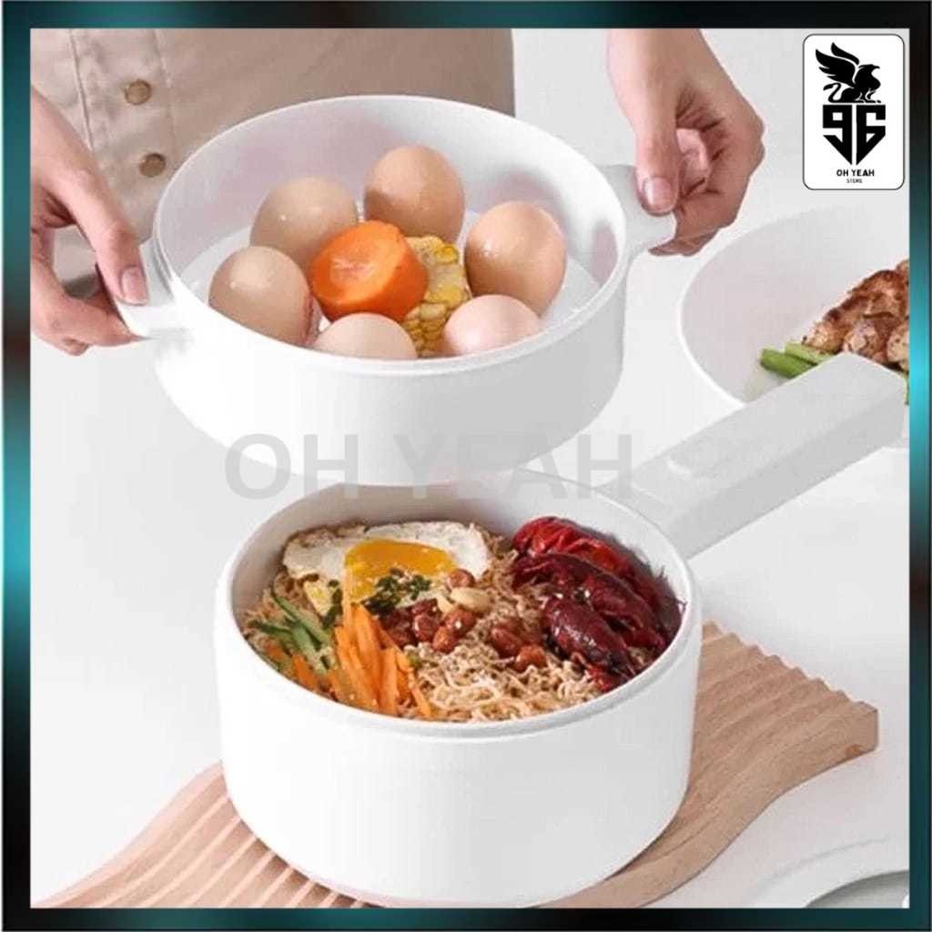 COD PANCI LISTRIK KERAMIK WARNA PUTIH PANCI MASAK DAN KUKUS ELEKTRIK MULTIFUNGSI ANTI LENGKET MEMASA
