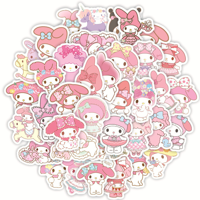 

40PCS Sanrio My Melody Stickers Cartoon Melody Rabbit Stickers for Notebook Laptop Suitcase Waterproof Decal Kid Toy Sticker