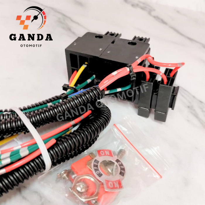 Kabel Relay Set Lampu Tembak Mobil Motor Dengan Relay Bosch - 2 Mode