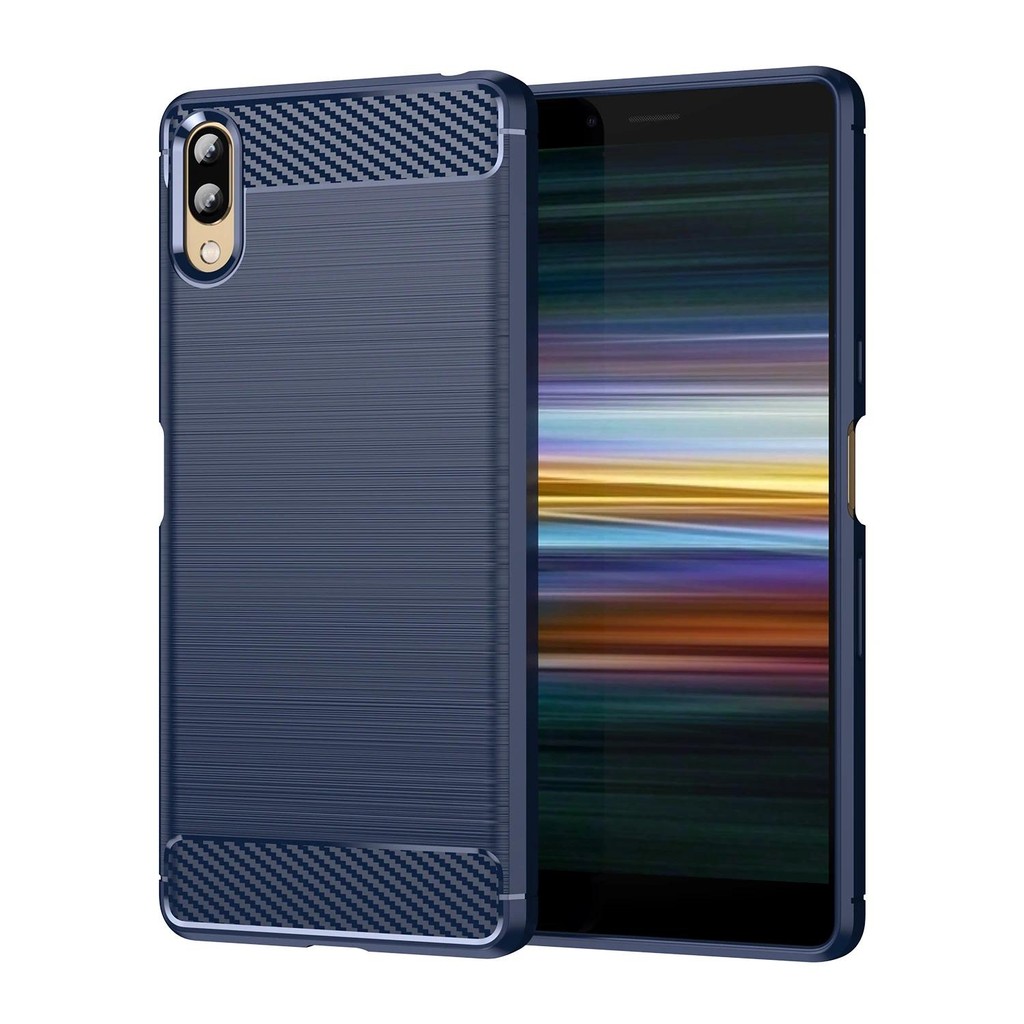 Casing HP Sony Xperia L3 xperial3 sony l3 Phone Casing TPU Tekstur Serat Karbon Silikon Lembut Penut