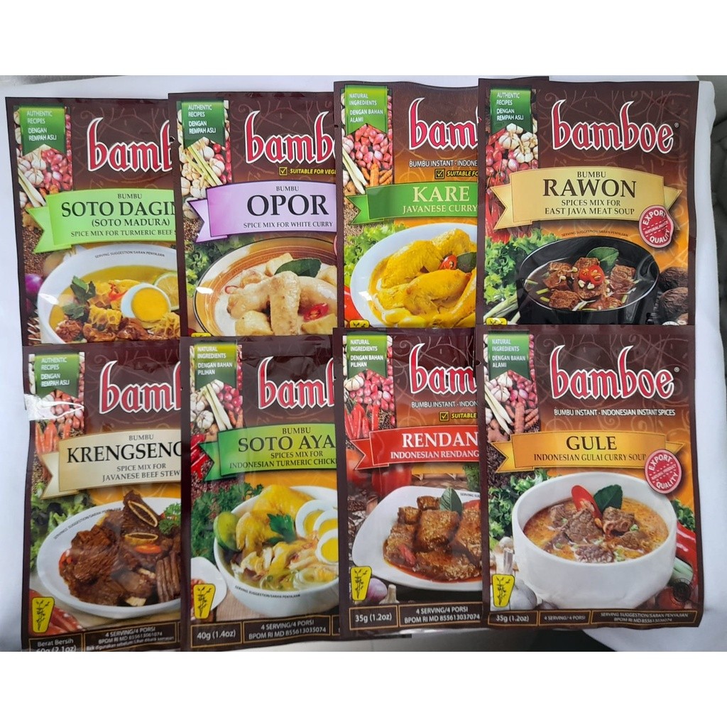 

Bumbu Instan BAMBOE All Varian Bumbu Dapur Lengkap Export Quality