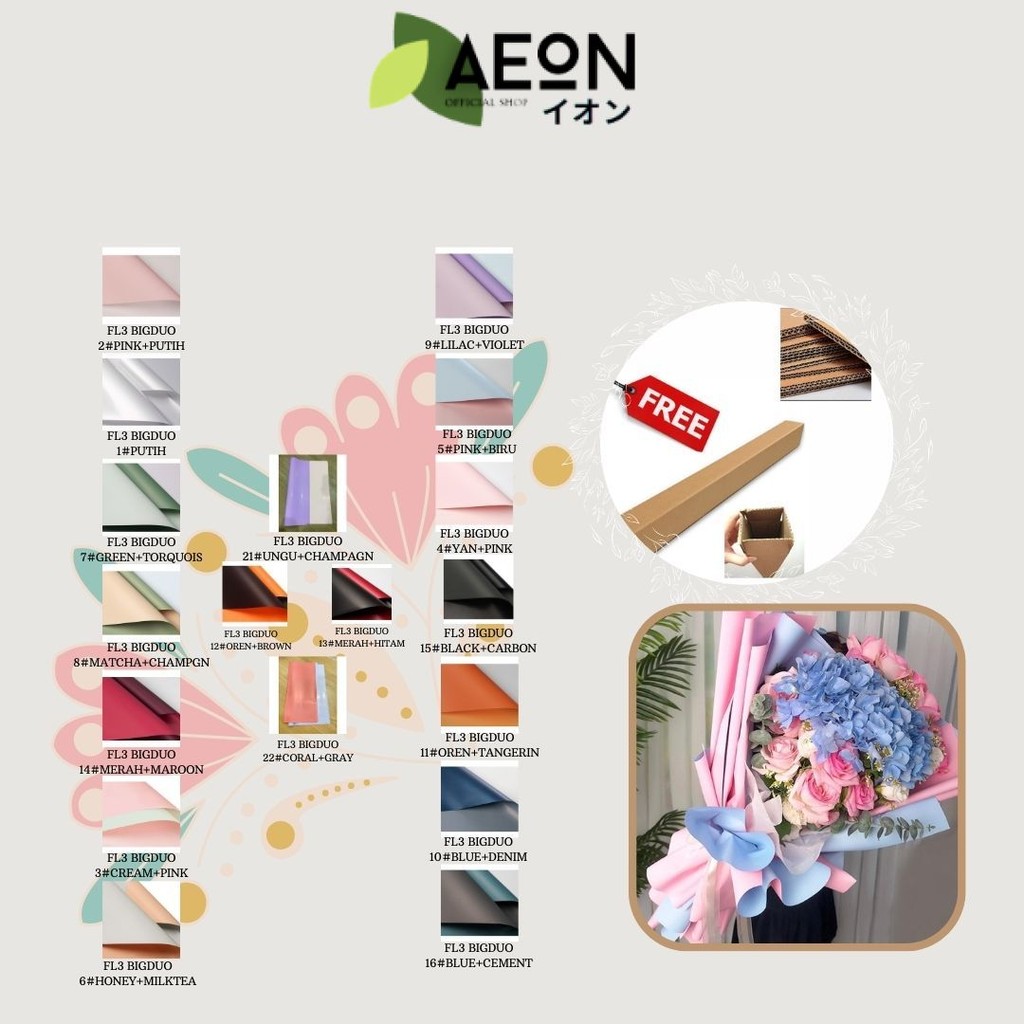 

AEON - (5 LEMBAR) - FL3 BIGDOU Kertas Bunga Buket Dua Warna Bi Color/Kertas Buket Bunga Florist Cellophane