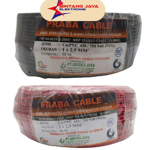 KABEL NYA 1 x 2,5 50M, KABEL NYA 1 X 2,5 50 METER PRABA / KABEL INSTALASI TUNGGAL 1 ROLL