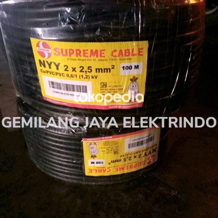 KABEL SUPREME NYY 2x2.5 100METER NYY 2x2,5mm 100M KABEL TUNGGAL KABEL TUFUR SUPREME SNI