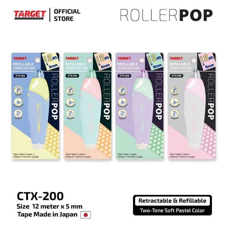 

CORRECTION TAPE CTX - 200 ROLLER POP Two Tone Soft Pastel color