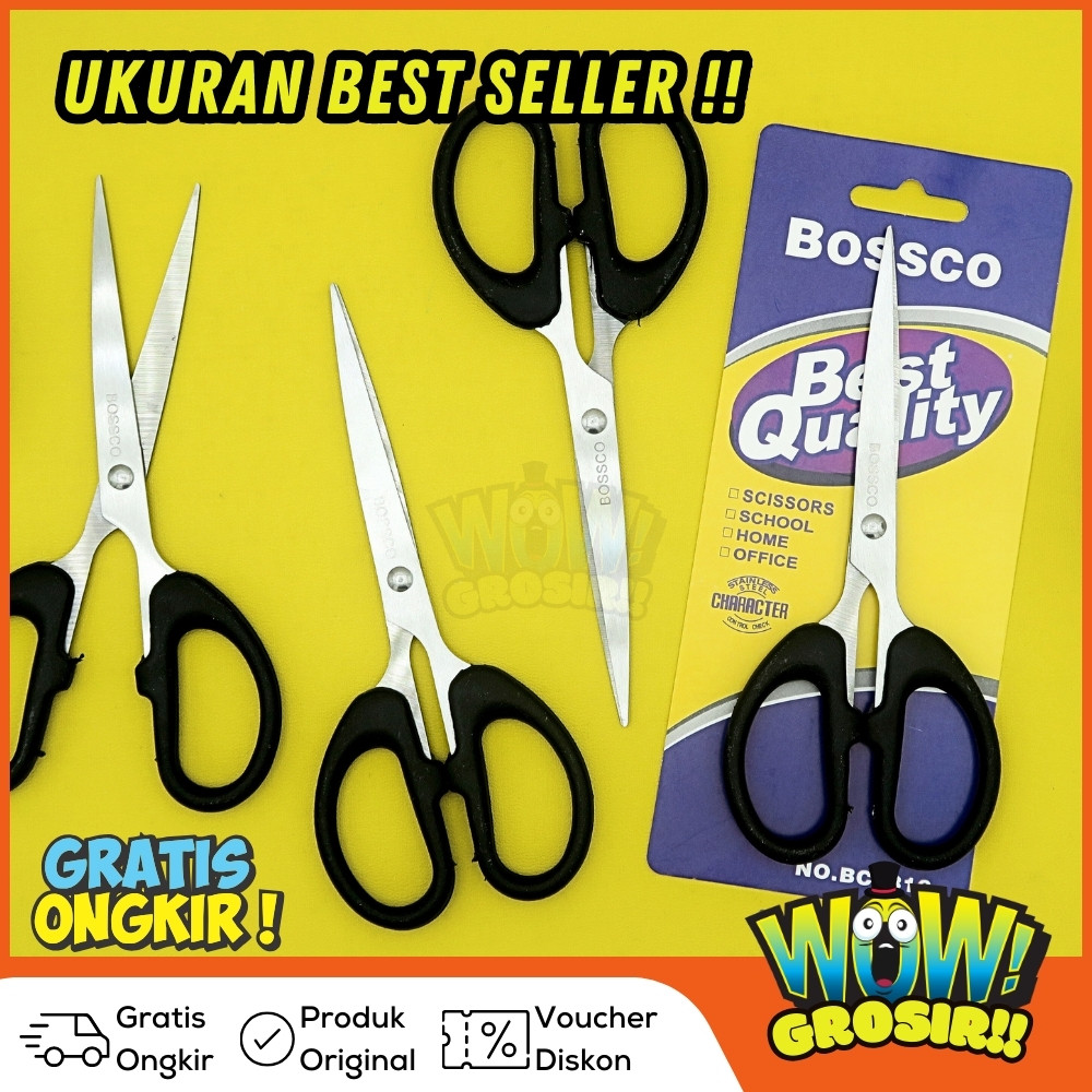 

tyvf 1 Box isi 12 Gunting Scissors BOSSCO (4 inch~6 Inch-8 Inch) BC-814~816~818