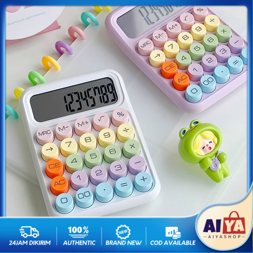 

Kawaii Korea Dopamin Kalkulator Lucu Warna 12Digis Display Besar Keyboard Dot Mekanik Tombol Besar Alat Tulis