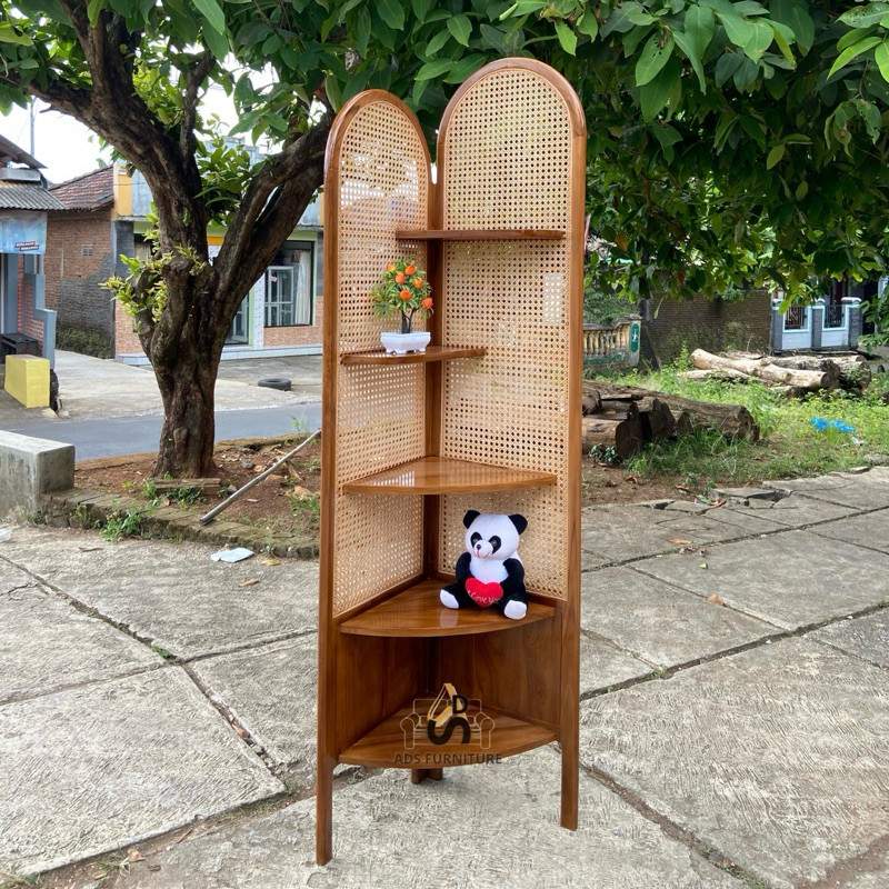 Rak Sudut Rotan Rak Sudut Minimalis Rak Sudut Kayu Jati