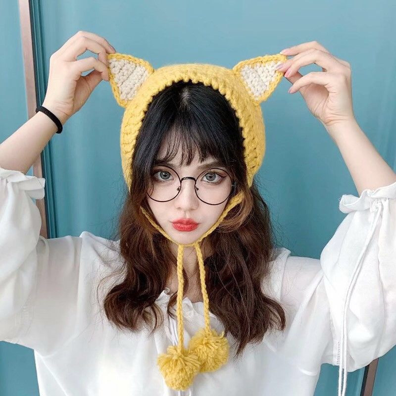 22 Colors Frog Hat Beanies Knitted Winter Hat Solid Hip-Hop Skullies Hat Cap Accessory Gifts Warm Wi