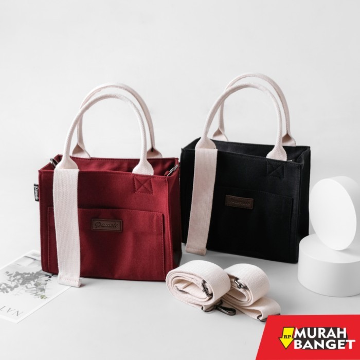 tas selempang wanita simple elegan Pamole - Tas Selempang Wanita Bahan Kanvas Premium - Rana Series 