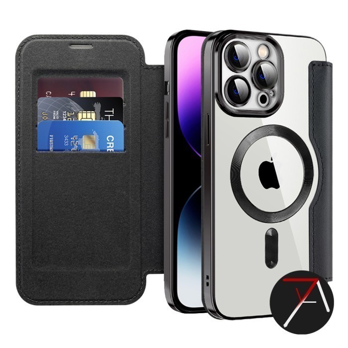 Case Leather  Iphone 12 Pro Max 12Pro Flip Magsafe Wallet Dompet Kulit
