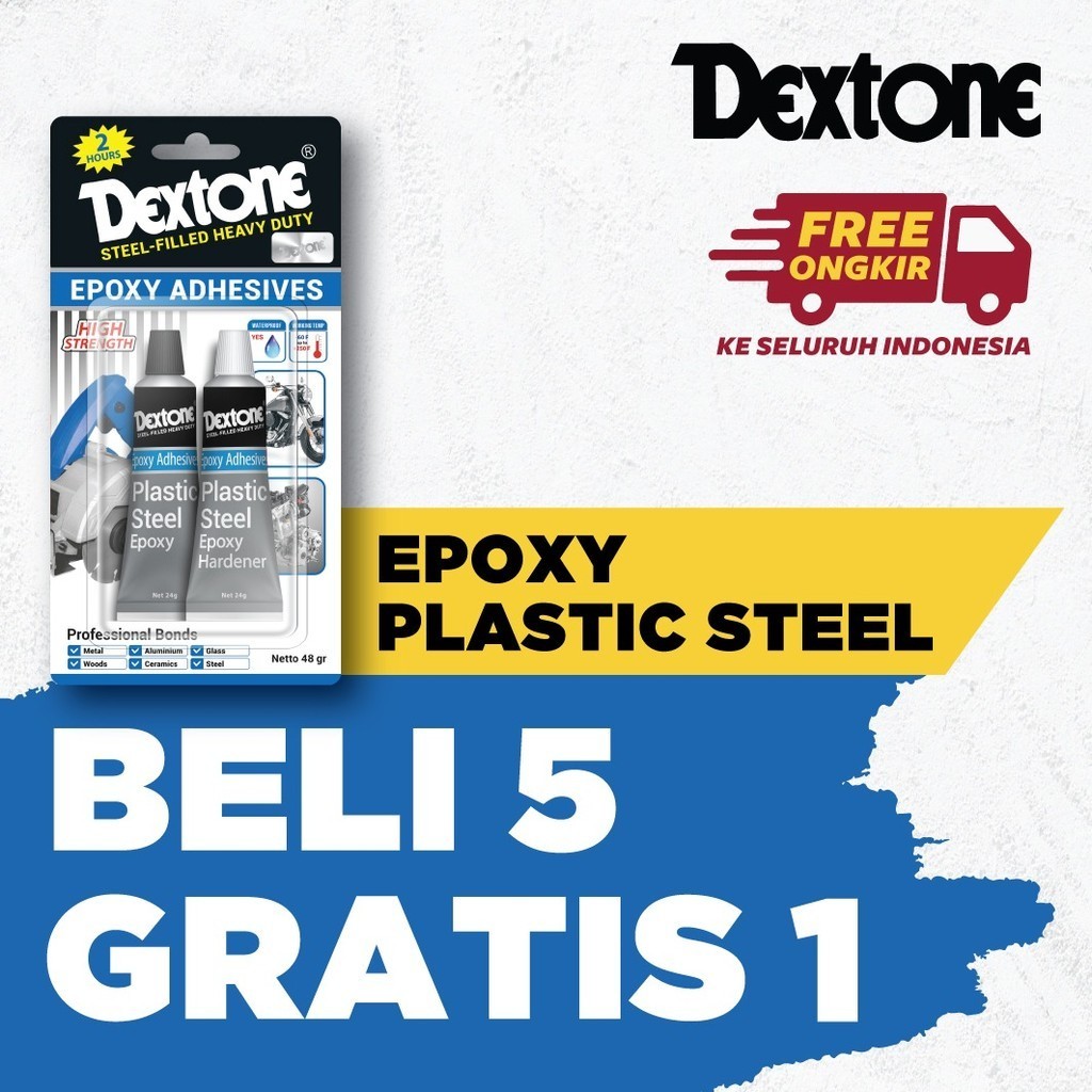 Dextone Lem Besi Epoxy Plastic Steel ( Beli 5 gratis 1 )