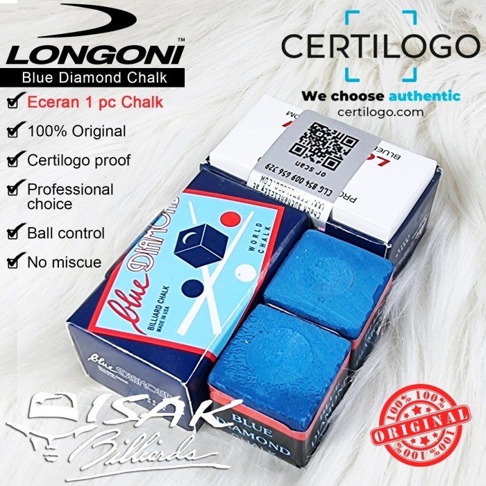 

PROMO!! -Longoni Blue Diamond Chalk - Eceran 1 pc Kapur Billiard Asli