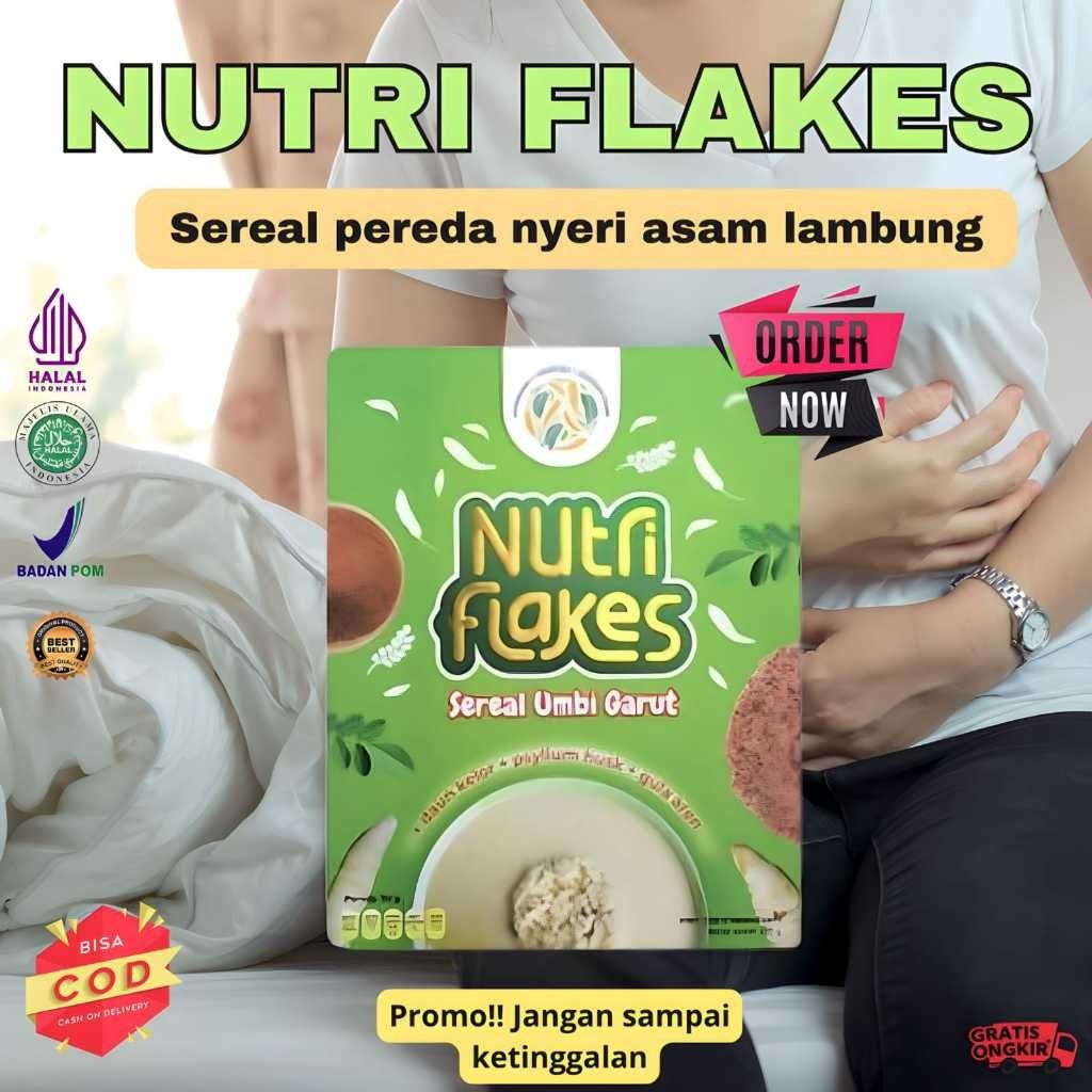 

100% ASLI READY!!! NUTRIFLAKES SEREAL UMBI GARUT Mampu Mengatasi Asam Lambung halal bpom