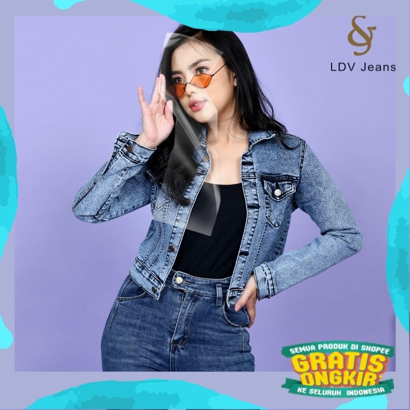 LDV - Jaket Jeans Crop Wanita (slimfit) Crop Jacket Denim Realpict/ Prambowo